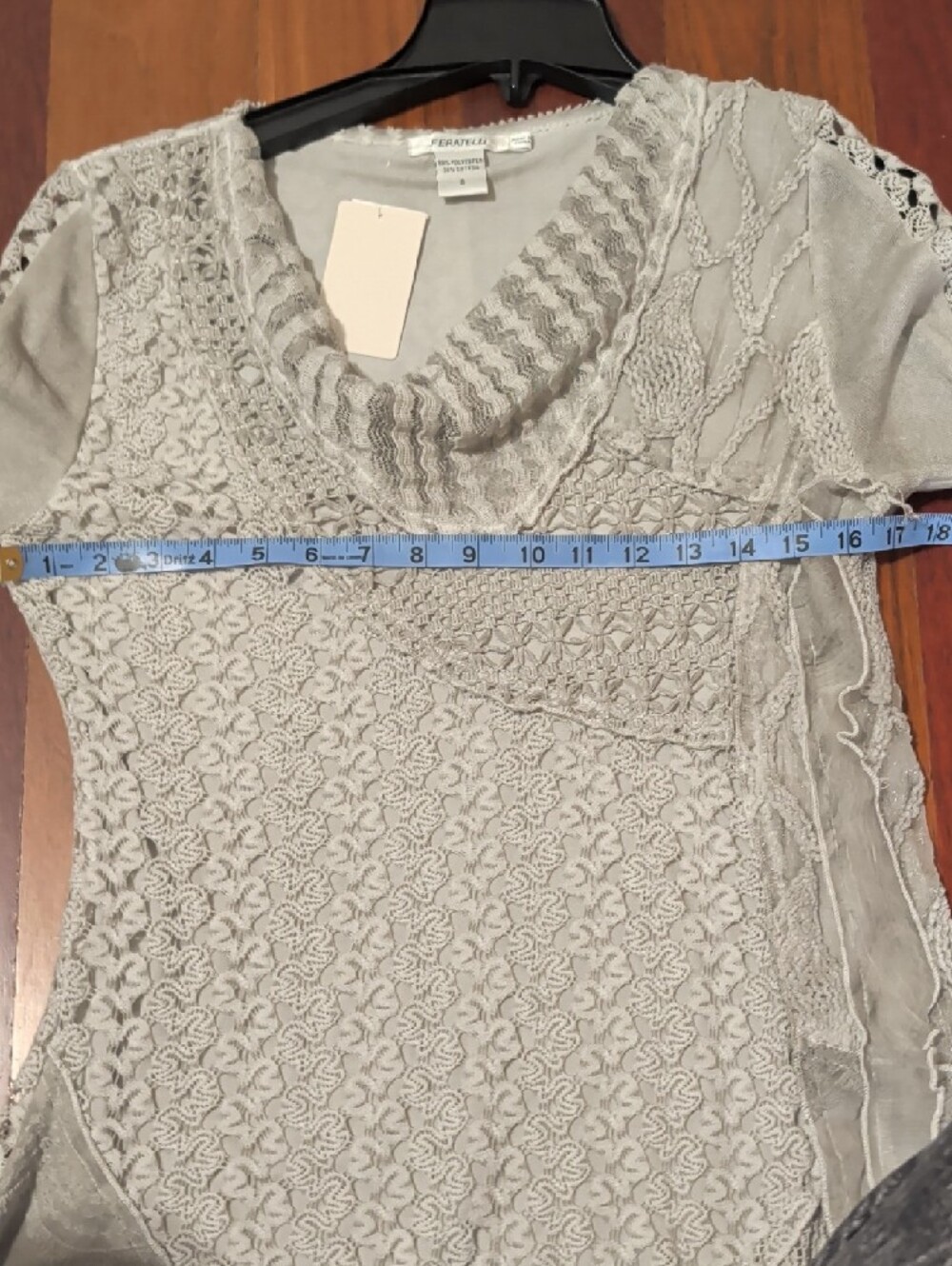 Feratelli patchwork longline lagenlook tunic blouse Light Gray - Picture 9 of 11